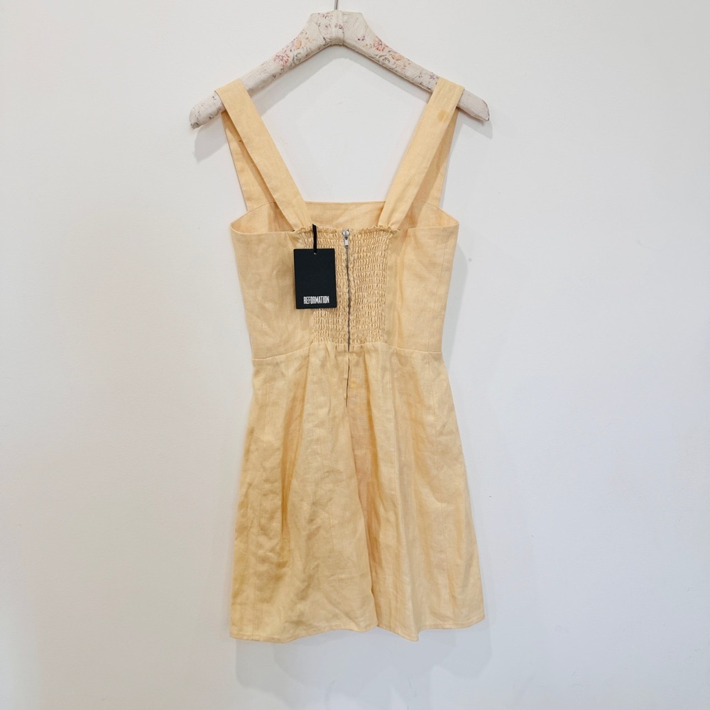 Reformation linen mini dress in Parmesan NEW - Picture 4 of 4